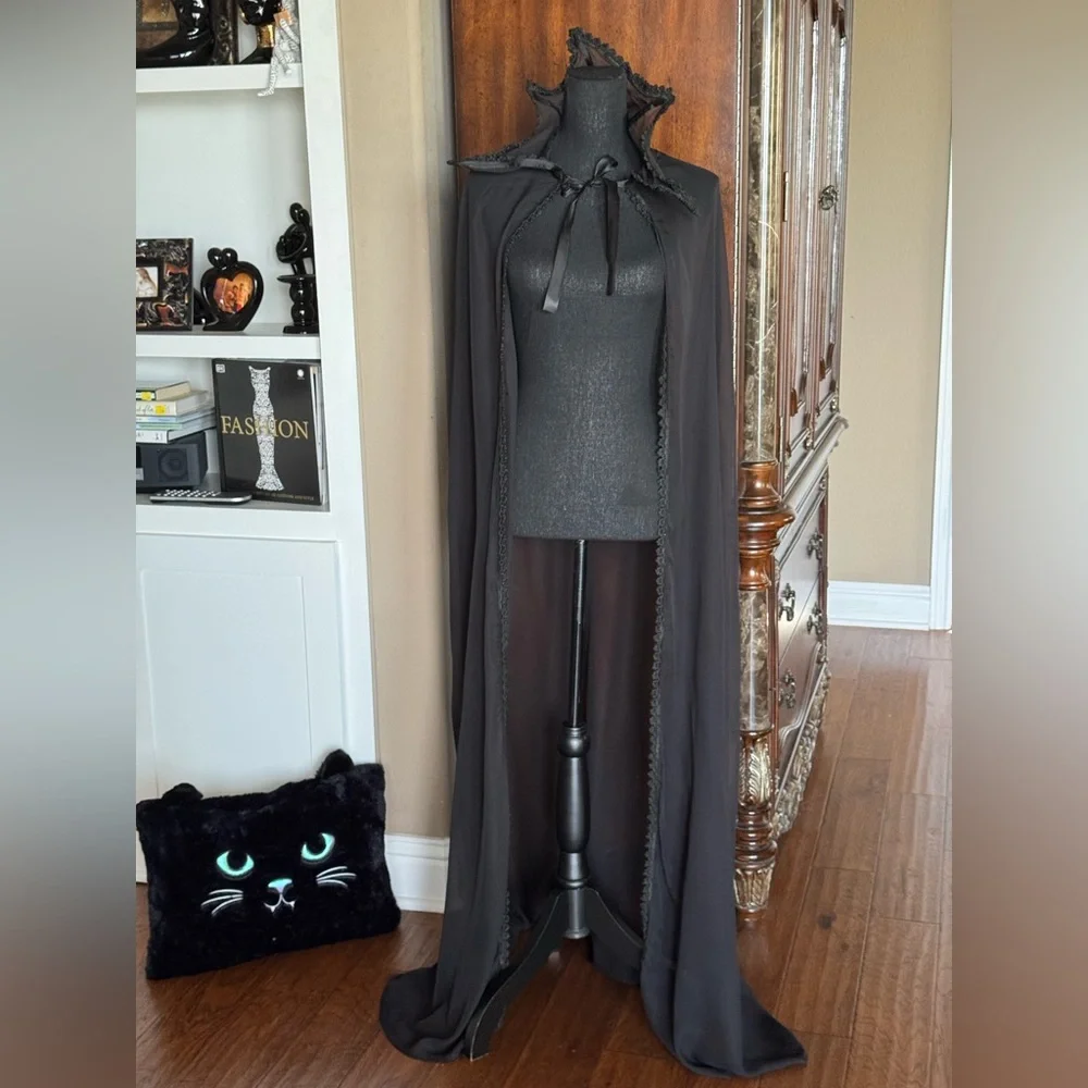 Spirt Halloween Black Vampire‎ Costume Sheer Cape - Picture 10 of 10